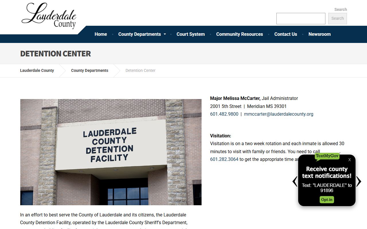 Lauderdale County inmate population detention center page